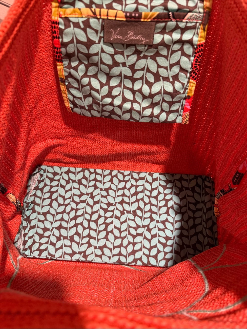 Vera Bradley Orange Straw Woven Sea Turtle Tote Bag | Tropical Beach Carryall - Picture 4 of 4